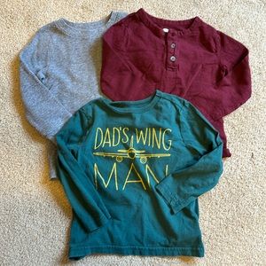 Cat & Jack Long Sleeve Tees - Gray, Burgundy, Green